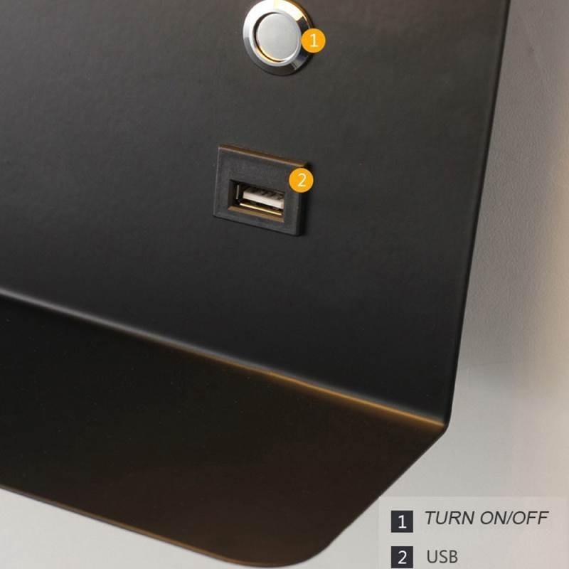 Lámpara de pared giratoria con puerto de carga USB