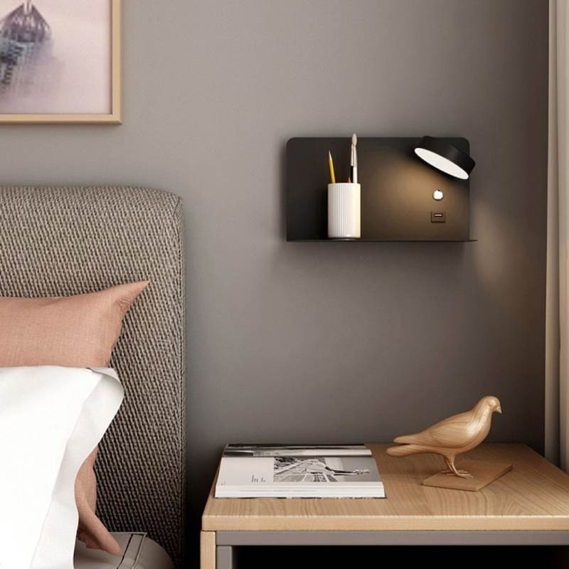 Lámpara de pared giratoria con puerto de carga USB