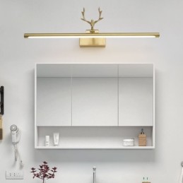 Lámpara de pared nórdica de latón con espejo y luz frontal