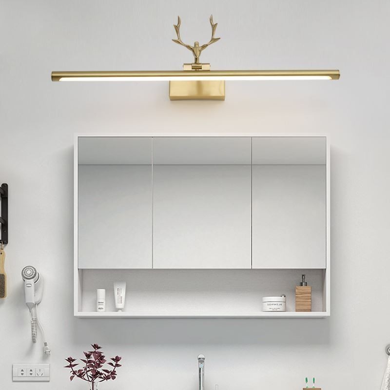 Lámpara de pared nórdica de latón con espejo y luz frontal