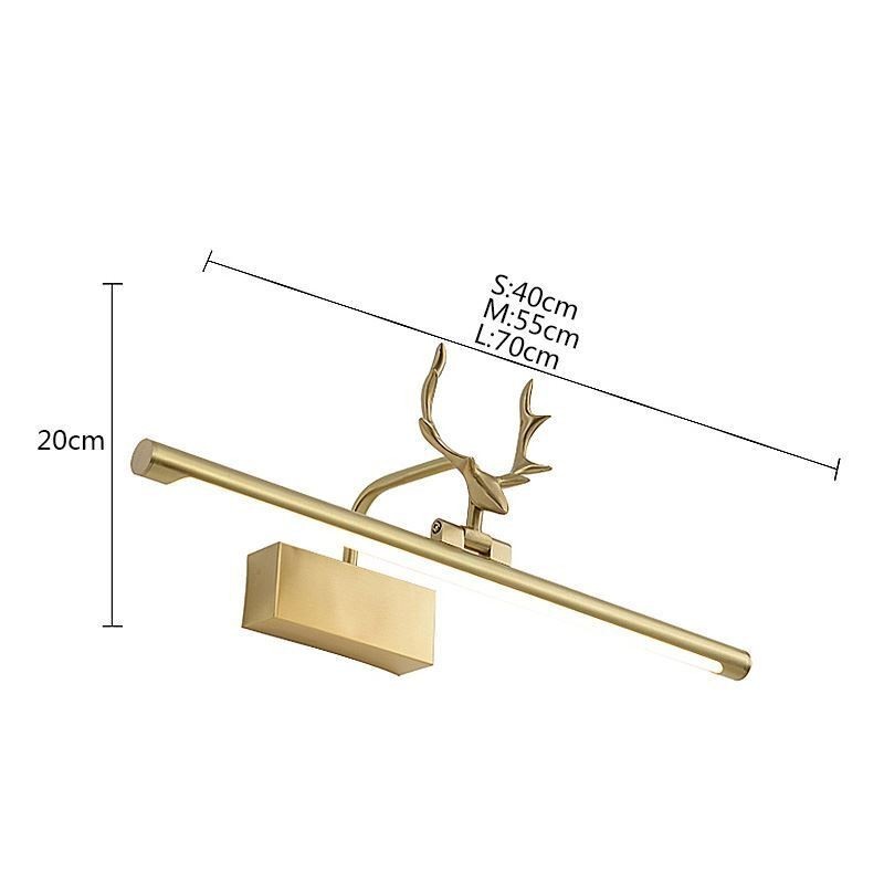 Lámpara de pared nórdica de latón con espejo y luz frontal