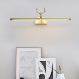 Lámpara de pared nórdica de latón con espejo y luz frontal