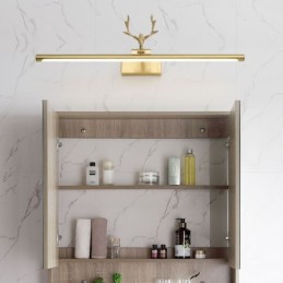 Lámpara de pared nórdica de latón con espejo y luz frontal