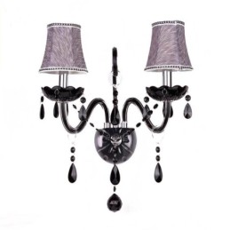 Aplique de pared de cristal estilo europeo con dos luces y vela negra