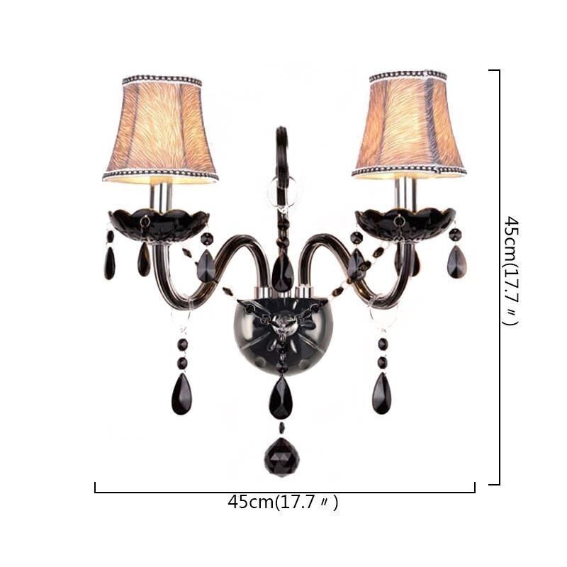 Aplique de pared de cristal estilo europeo con dos luces y vela negra