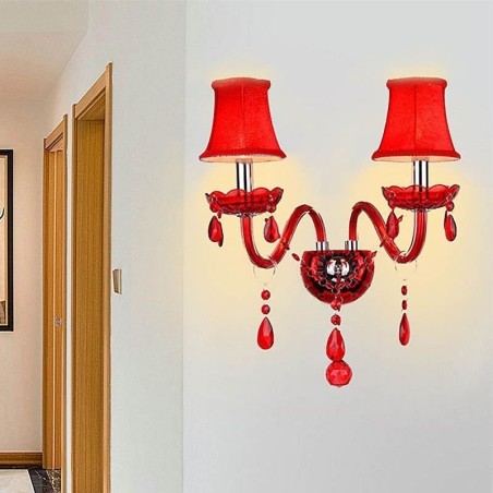 Aplique de pared europeo de cristal color rojo Aplique de pared europeo de cristal color rojo