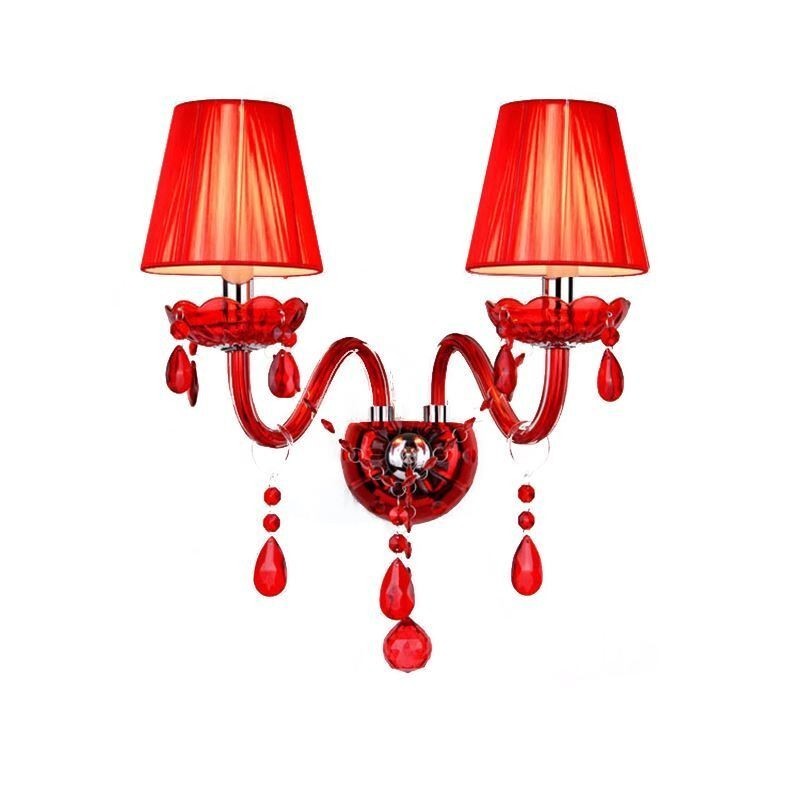 Aplique de pared europeo de cristal color rojo