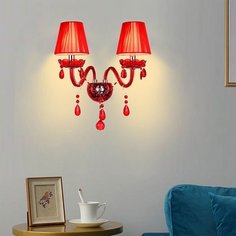 Aplique de pared europeo de cristal color rojo