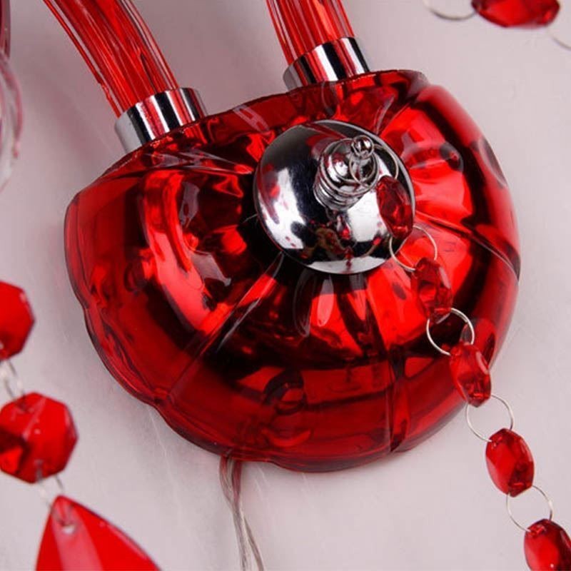 Aplique de pared europeo de cristal color rojo
