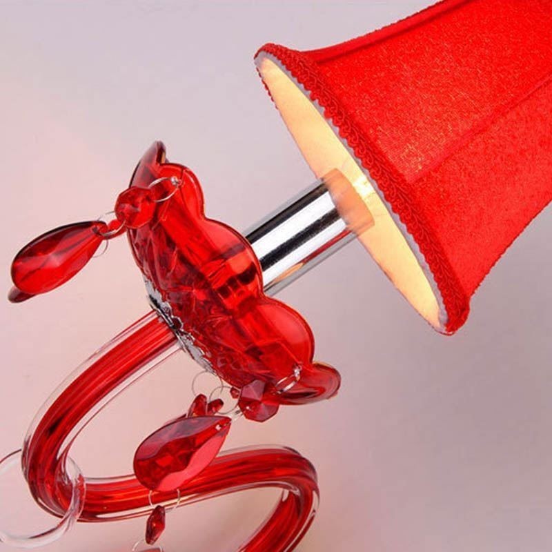 Aplique de pared europeo de cristal color rojo
