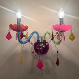 Aplique de cristal colorido europeo de dos luces para pared de pasillo