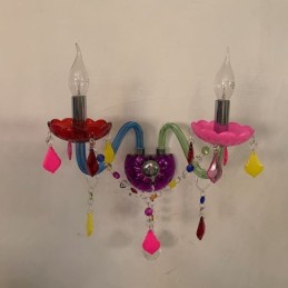 Aplique de cristal colorido europeo de dos luces para pared de pasillo