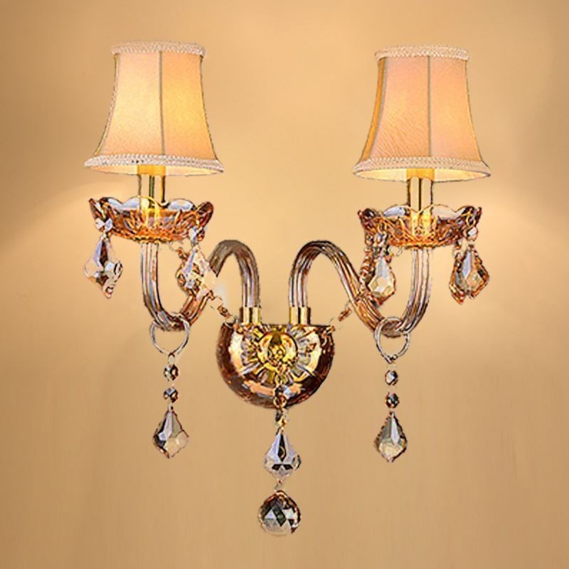 Aplique de cristal europeo elegante de dos luces para escaleras