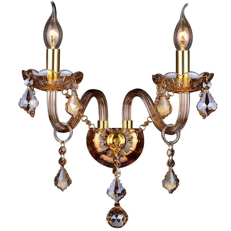 Aplique de cristal europeo elegante de dos luces para escaleras