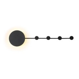 Lámpara de pared moderna circular con gancho negro, iluminación de mesita de noche