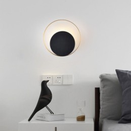 Aplique de pared de estilo moderno, circular, negro, lámpara creativa, iluminación de noche