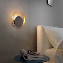 Aplique de pared de estilo moderno, circular, negro, lámpara creativa, iluminación de noche
