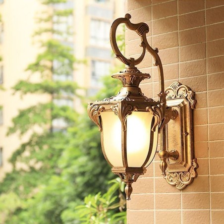 Lámpara de pared tallada impermeable para exteriores, estilo retro europeo, para patio y pasillo Lámpara de pared tallada impermeable para exteriores, estilo retro europeo, para patio y pasillo