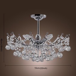 Lujosa lámpara colgante de cristal con 6 luces
