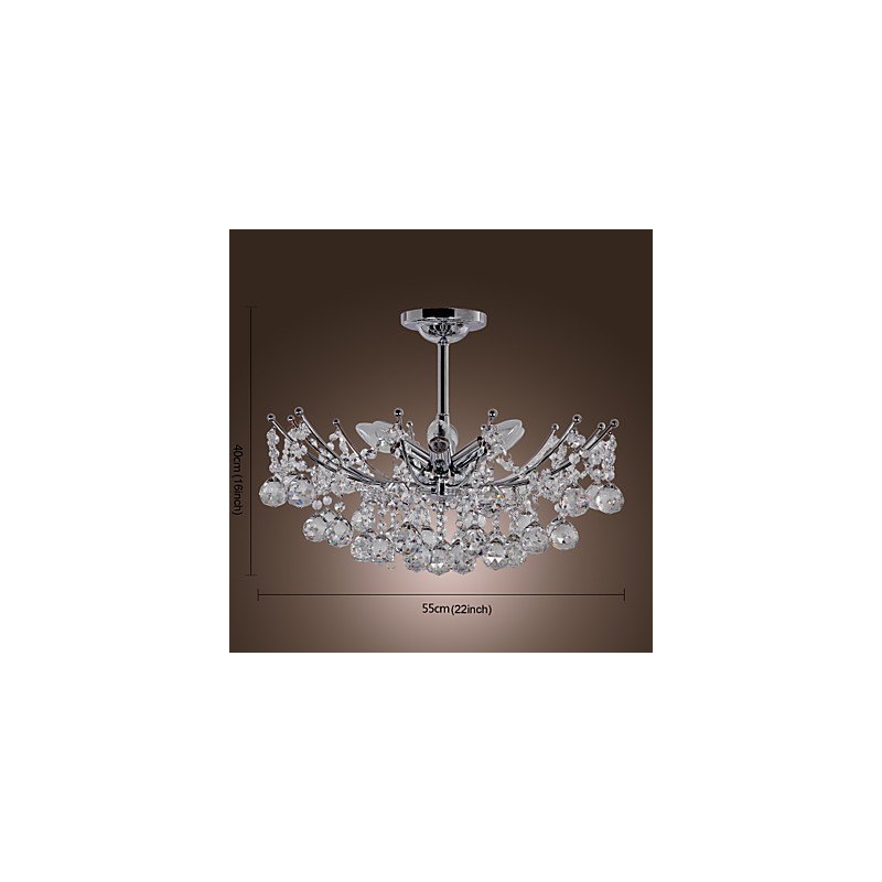 Lujosa lámpara colgante de cristal con 6 luces