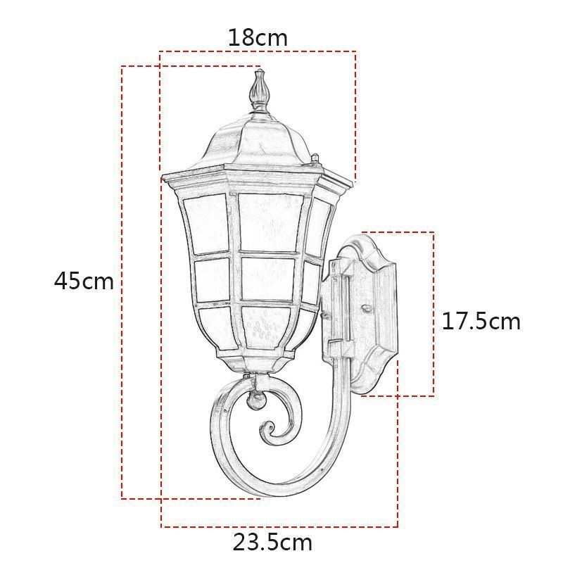 Aplique de pared europeo retro para exteriores, de un solo cabezal, resistente al agua, de vidrio esmerilado.