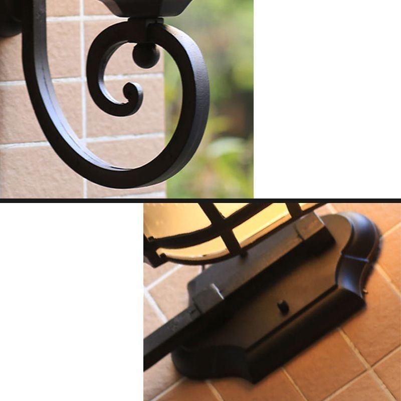 Aplique de pared europeo retro para exteriores, de un solo cabezal, resistente al agua, de vidrio esmerilado.