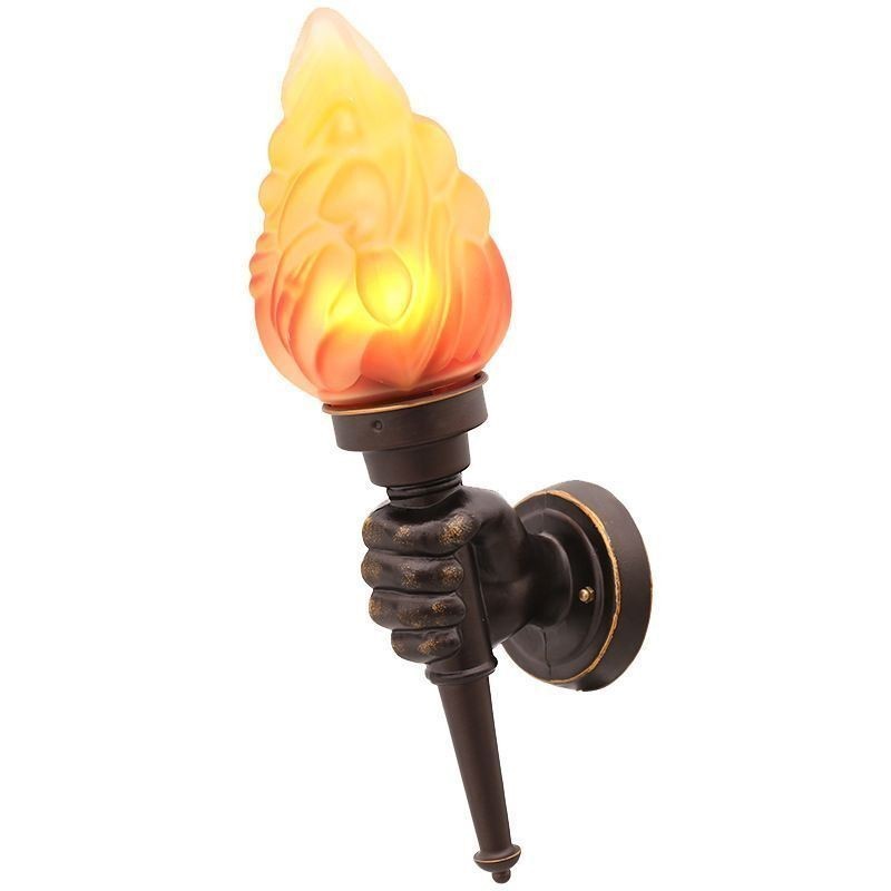 Aplique de pared exterior retro europeo, resistente al agua, con forma de antorcha