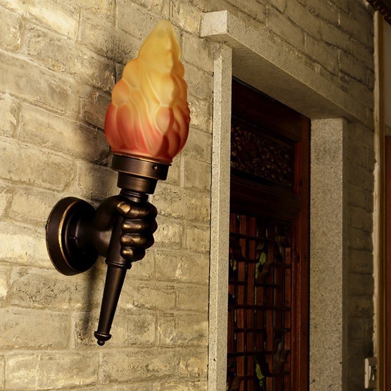 Aplique de pared exterior retro europeo, resistente al agua, con forma de antorcha