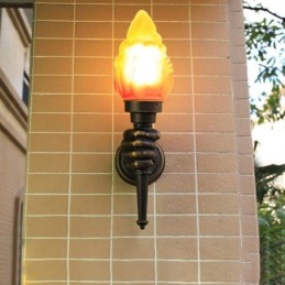 Aplique de pared exterior retro europeo, resistente al agua, con forma de antorcha