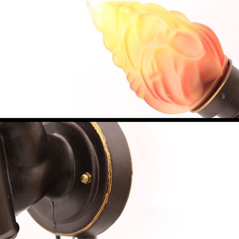 Aplique de pared exterior retro europeo, resistente al agua, con forma de antorcha