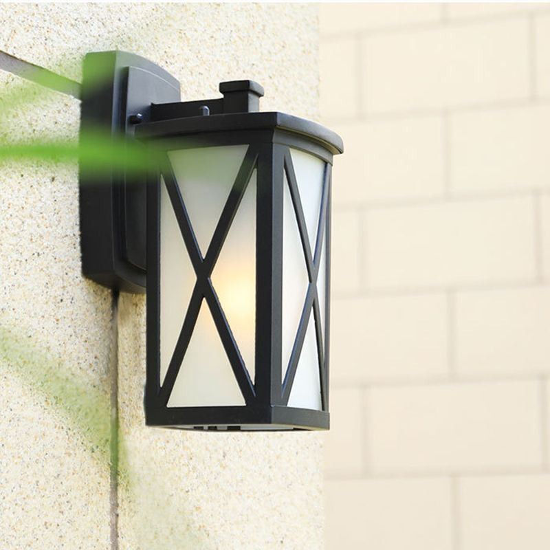 Lámpara de pared de columna cuadrada, moderna y sencilla, para exteriores, resistente al agua, para patio y pasillo.
