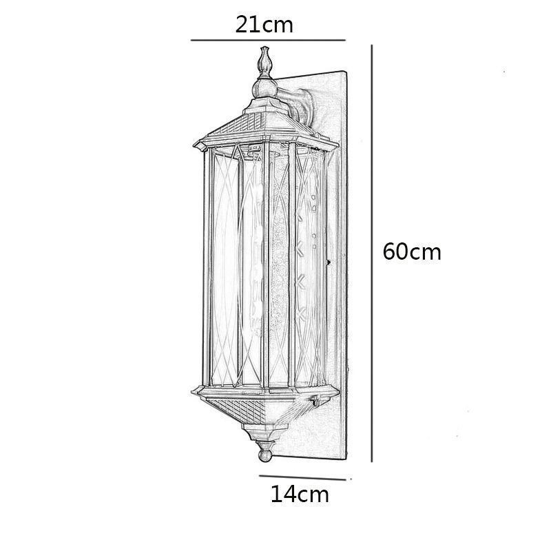 Aplique de pared chino para exteriores, de un solo cabezal, resistente al agua, con serpentina