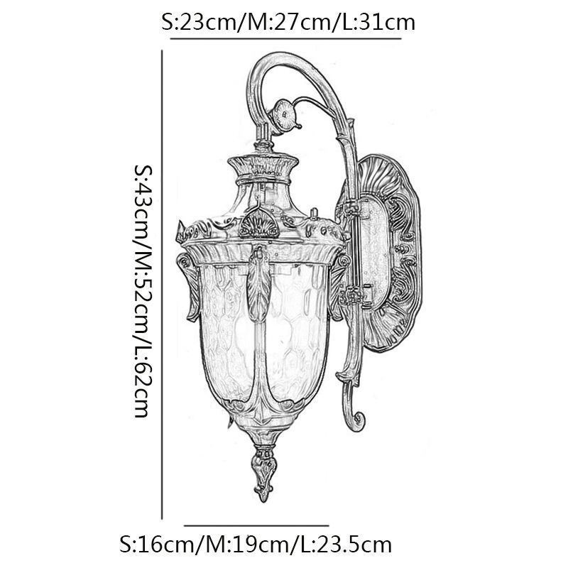 Aplique de pared europeo para exteriores, impermeable, de un solo cabezal, para patio, pasillo y jardín.