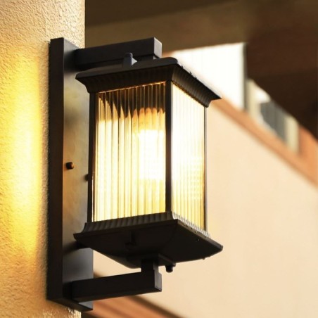 Lámpara de pared de cristal impermeable para exteriores, estilo chino, para patio, pasillo, jardín y balcón.