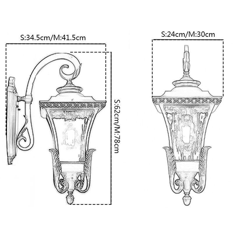 Lámpara de pared de vidrio impermeable de un solo cabezal para exteriores china, para patio y pasillo