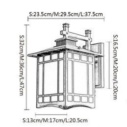 Lámpara de pared estilo chino para exteriores, impermeable, con forma de pabellón, para jardín y balcón.