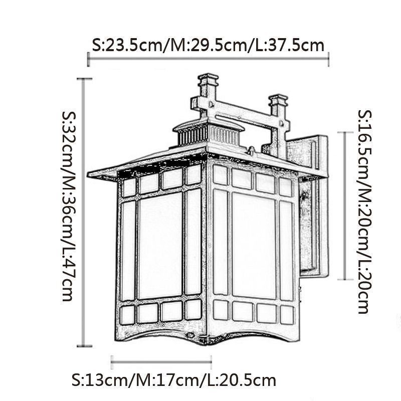 Lámpara de pared estilo chino para exteriores, impermeable, con forma de pabellón, para jardín y balcón.