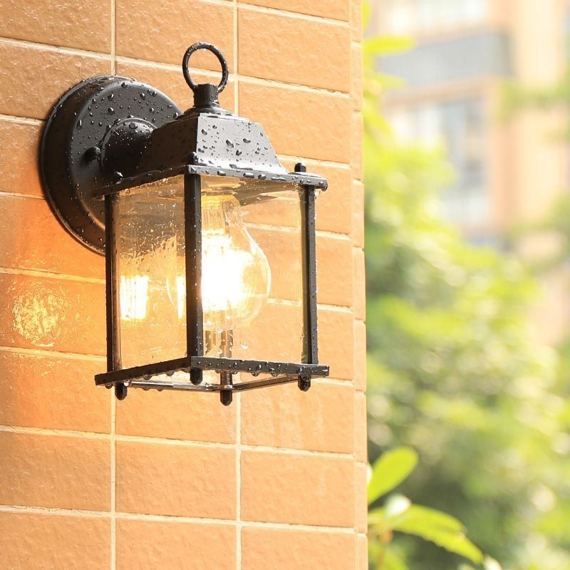 Aplique de pared europeo para exteriores, impermeable, cuadrado, para patio, jardín y balcón.