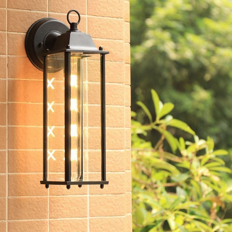 Aplique de pared europeo para exteriores, impermeable, cuadrado, para patio, jardín y balcón.