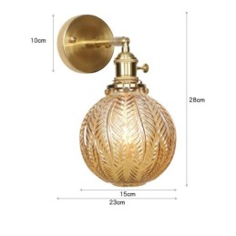 Lámpara de pared moderna con forma de frijol y pantalla esférica de cristal