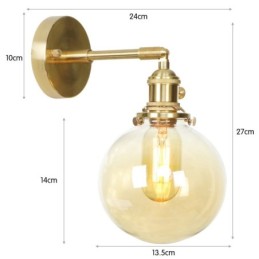 Lámpara de pared moderna con forma de frijol y pantalla esférica de cristal