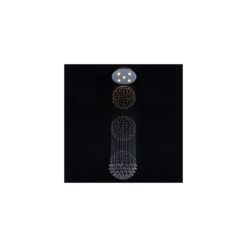 Lámpara de techo moderna contemporánea de metal cromado y cristal