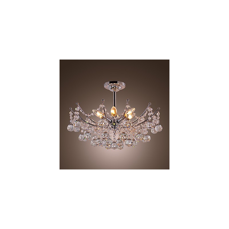 Lujosa lámpara colgante de cristal con 6 luces