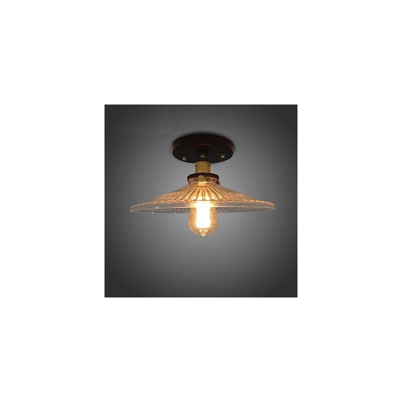 Lámpara de techo de mesa industrial retro estilo campestre americano, 110 V, espiral, vidrio transparente, iluminación decorativa para el hogar