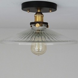 Lámpara de techo de mesa industrial retro estilo campestre americano, 110 V, espiral, vidrio transparente, iluminación decorativa para el hogar
