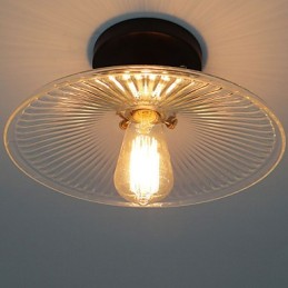 Lámpara de techo de mesa industrial retro estilo campestre americano, 110 V, espiral, vidrio transparente, iluminación decorativa para el hogar