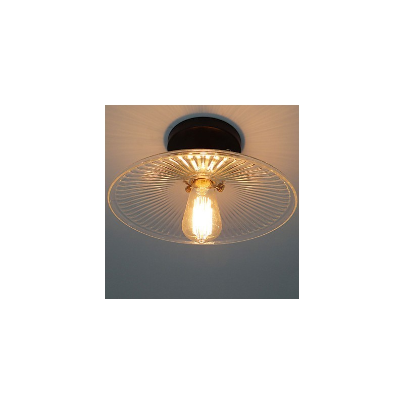Lámpara de techo de mesa industrial retro estilo campestre americano, 110 V, espiral, vidrio transparente, iluminación decorativa para el hogar
