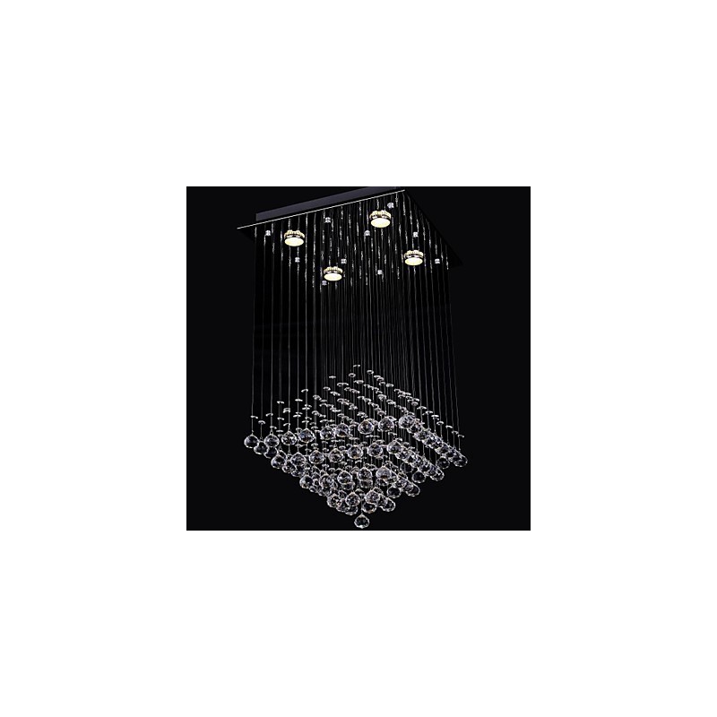 Lámpara empotrada de 4 luces de cristal transparente con diseño sencillo
