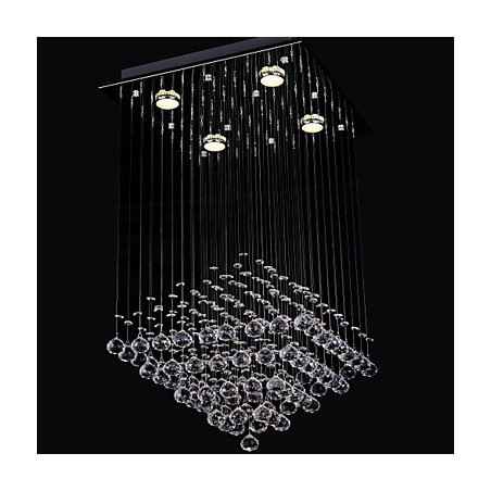Lámpara empotrada de 4 luces de cristal transparente con diseño sencillo Lámpara empotrada de 4 luces de cristal transparente con diseño sencillo