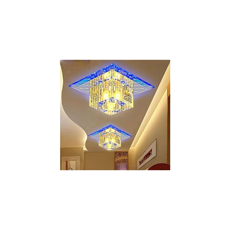 Mini lámpara de techo de cristal SMD de 3 W, creativa, con tubo de luz, luz de cúpula cuadrada de colores.
